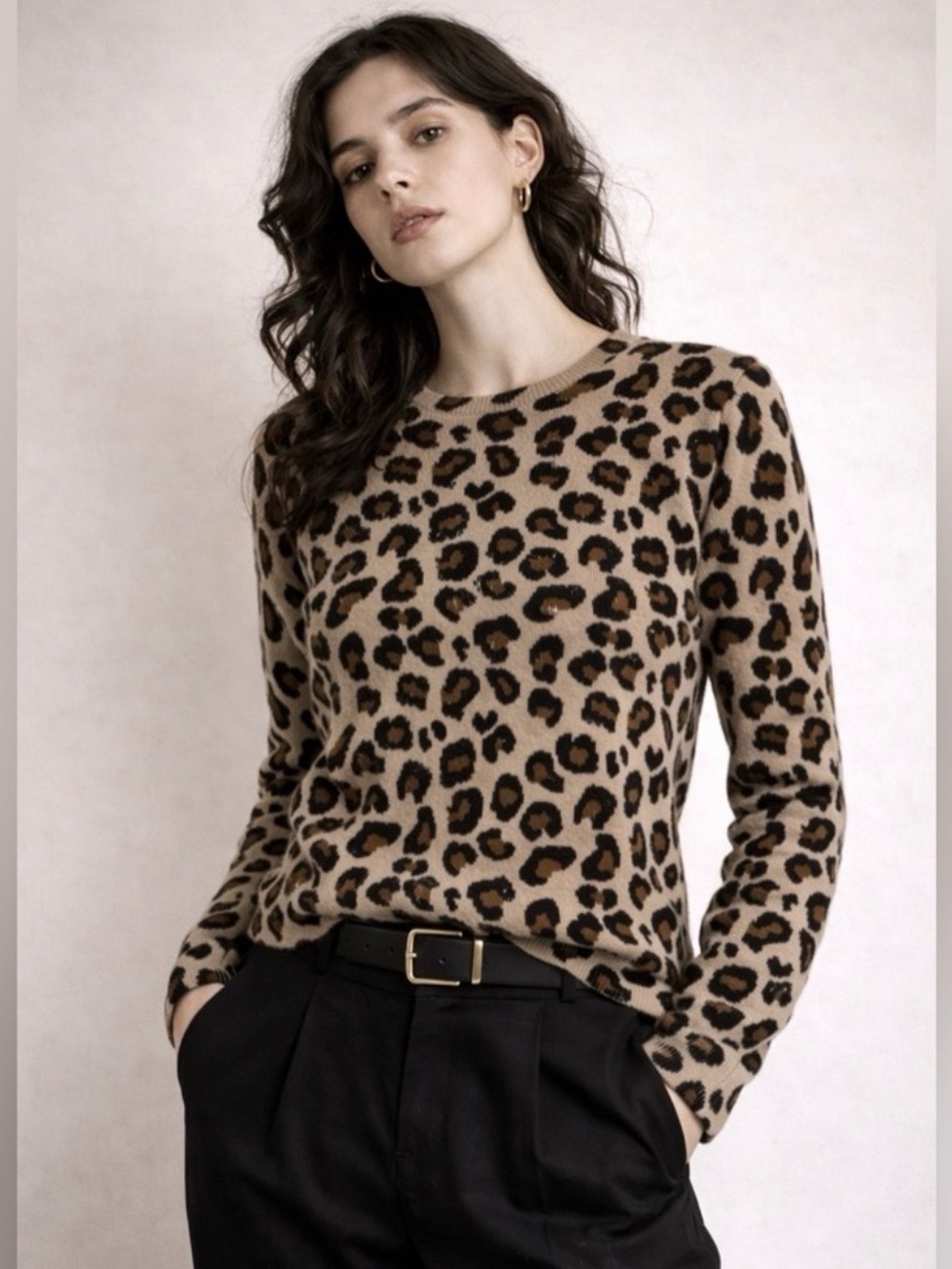 Cynthia Rowley Leopard Print Cashmere Sweater Size XS